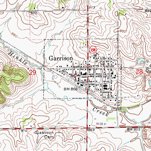 Topographic Map of Garrison Post Office, IA