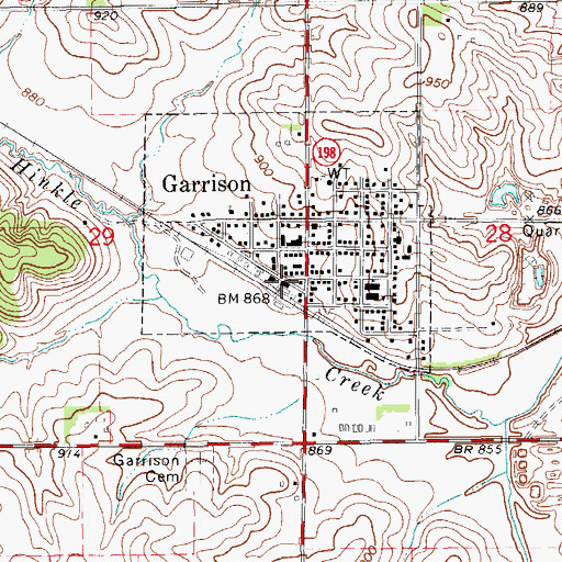 Topographic Map of Garrison (historical), IA