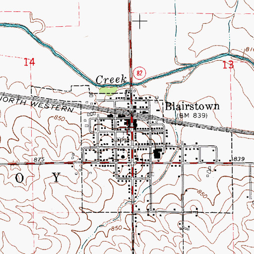 Topographic Map of Blairstown Public Library, IA