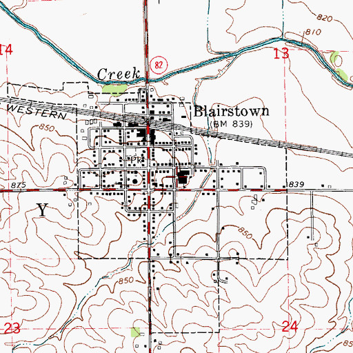 Topographic Map of Blairstown Schools, IA