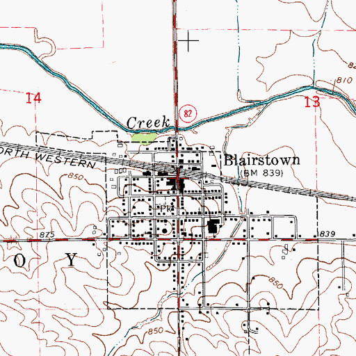 Topographic Map of Blairstown, IA