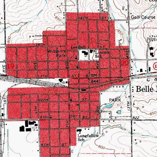 Topographic Map of Belle Plaine Police Department, IA