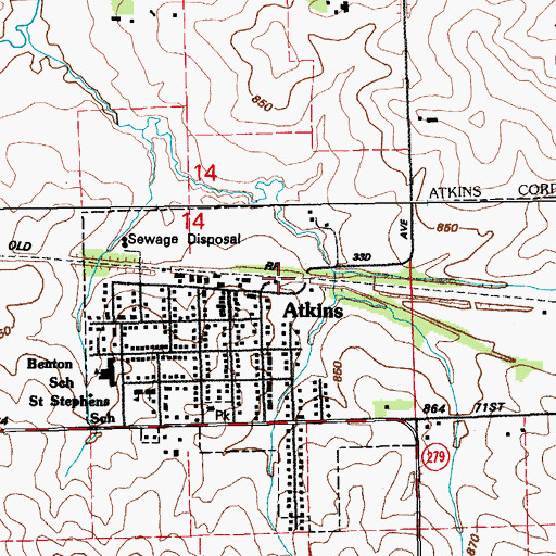 Topographic Map of Atkins Fire and First Responders, IA