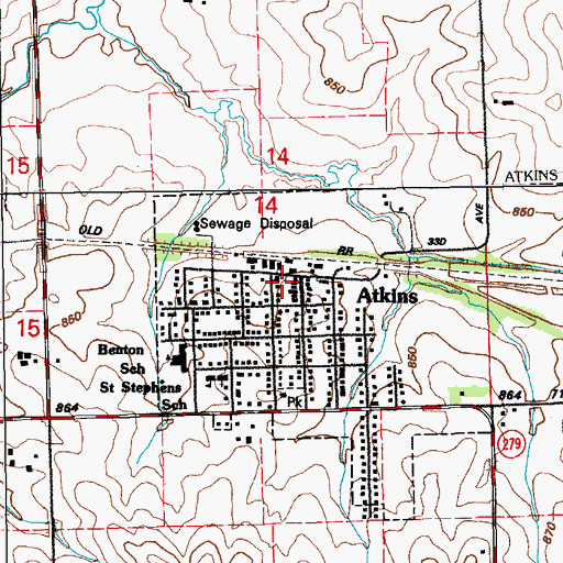 Topographic Map of Shellsburg Elevator, IA