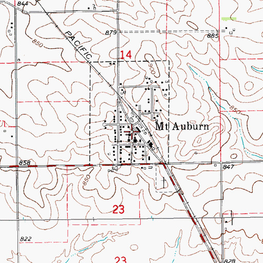 Topographic Map of Mount Auburn, IA