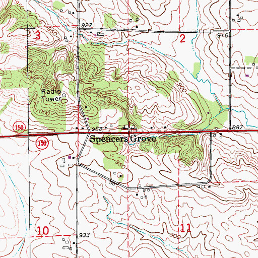 Topographic Map of Spencers Grove Cemetery, IA