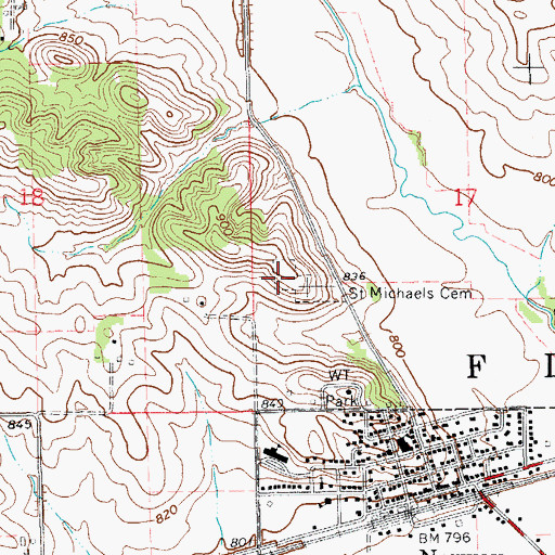 Topographic Map of Norway Cemetery, IA