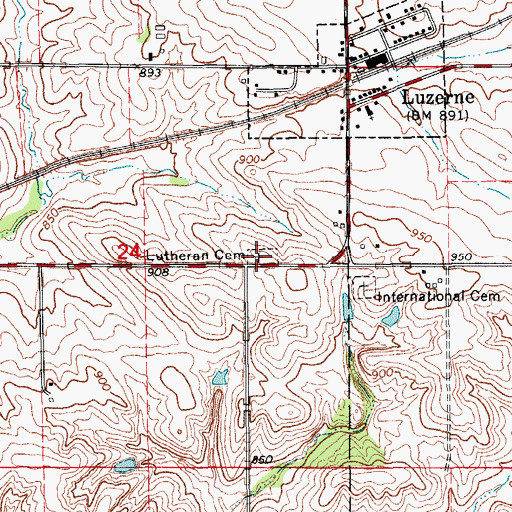 Topographic Map of Lutheran Cemetery, IA
