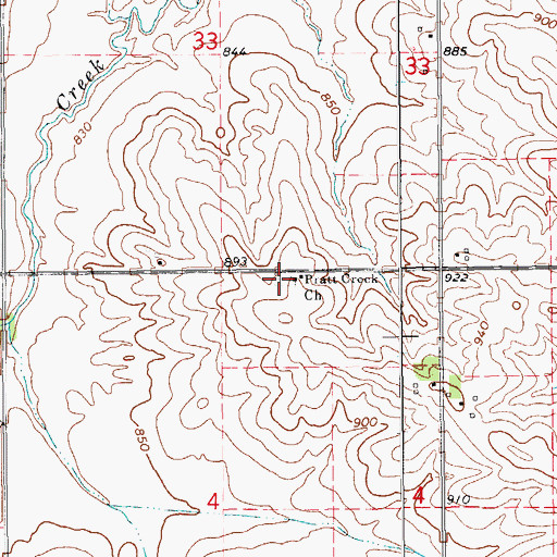 Topographic Map of Pratt Creek Cemetery, IA