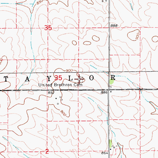 Topographic Map of United Brethren Cemetery, IA