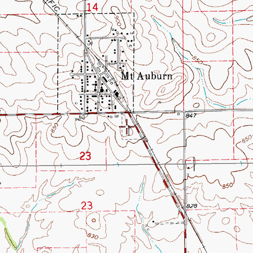 Topographic Map of Mount Auburn Cemetery, IA