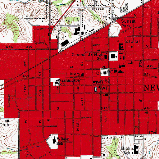 Topographic Map of Newton Police Department, IA