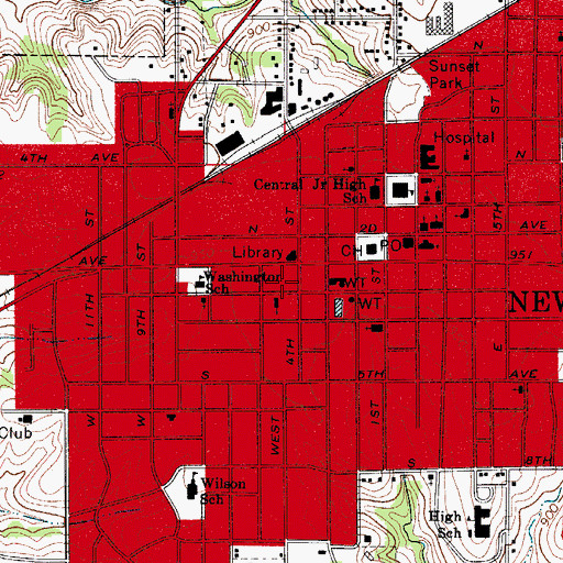Topographic Map of Newton Fire Department, IA