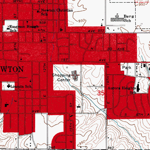 Topographic Map of Newton Mall, IA