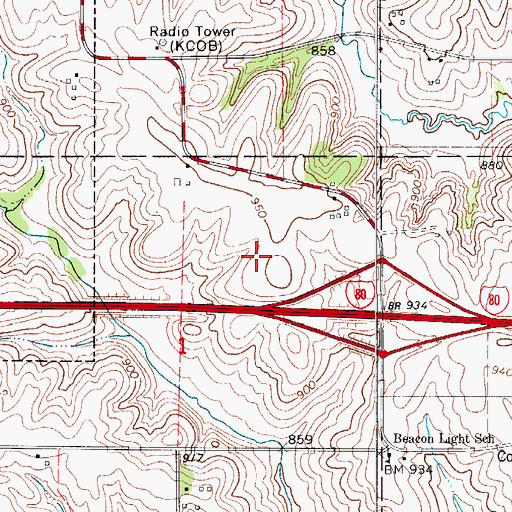 Topographic Map of Rolling Acres Family Campground, IA