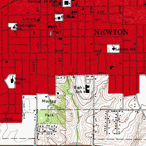 Topographic Map of Newton USA Healthcare Center, IA