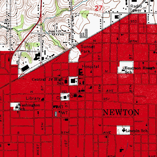 Topographic Map of First Christian Church, IA