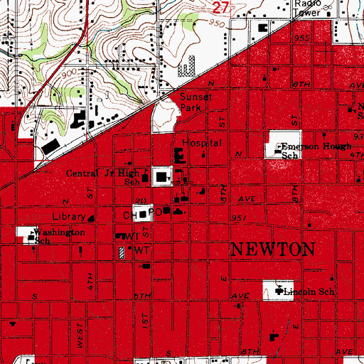 Topographic Map of First Lutheran Church, IA