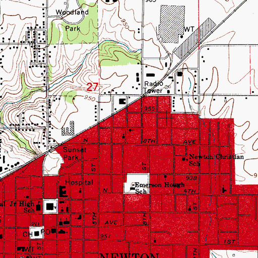 Topographic Map of Newton Seventh Day Adventist Church, IA