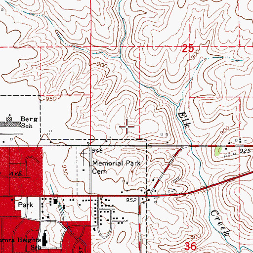 Topographic Map of Newton Arboretum and Botanical Gardens, IA