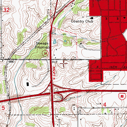 Topographic Map of Denniston Knolls Park, IA
