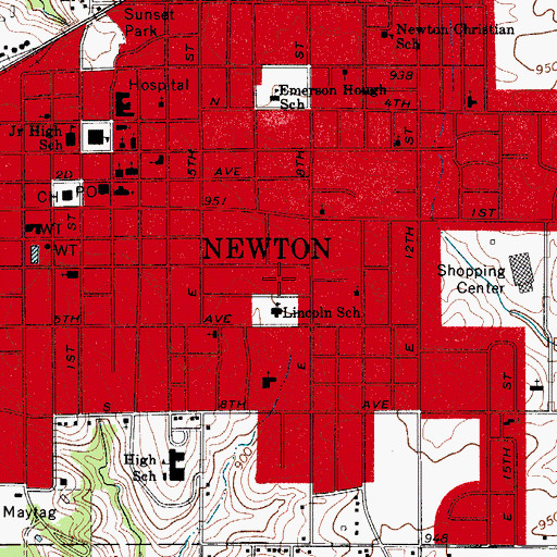 Topographic Map of Lincoln Park, IA