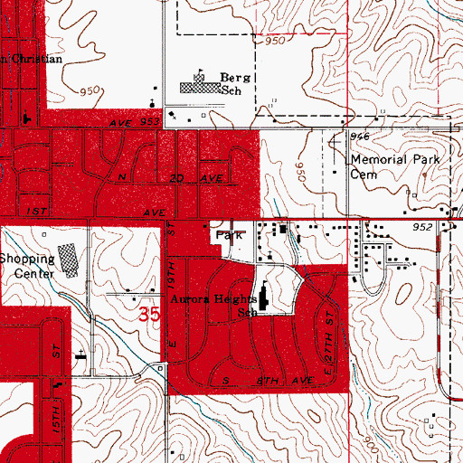Topographic Map of Aurora Park, IA