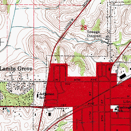 Topographic Map of Hillcrest Park, IA