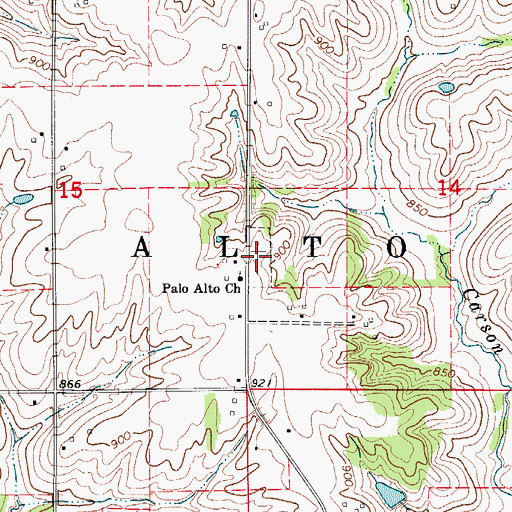 Topographic Map of Palo Alto Cemetery, IA