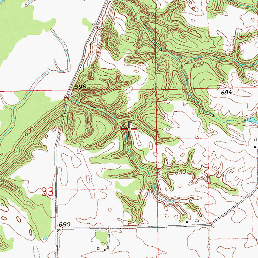 Topographic Map of Cedar Bluffs Recreation Area, IA