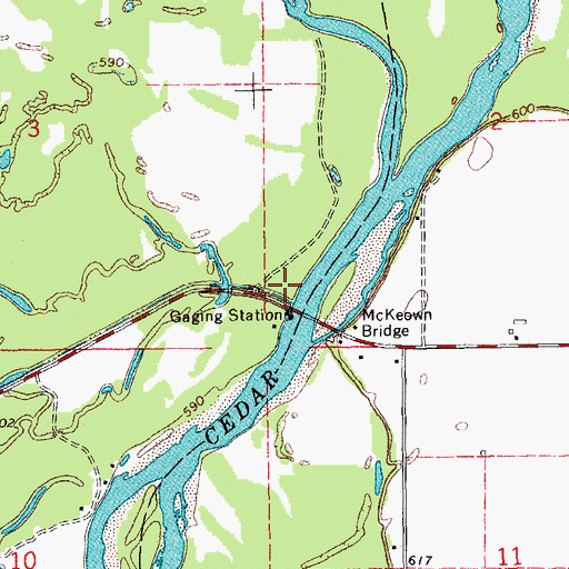 Topographic Map of McKeown Bridge River Access, IA