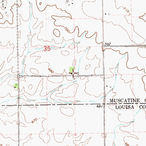 Topographic Map of Strawberry Hill Post Office (historical), IA