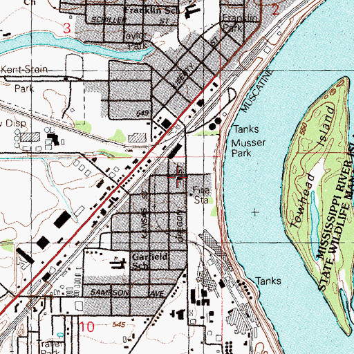 Topographic Map of Musserville United Methodist Church, IA