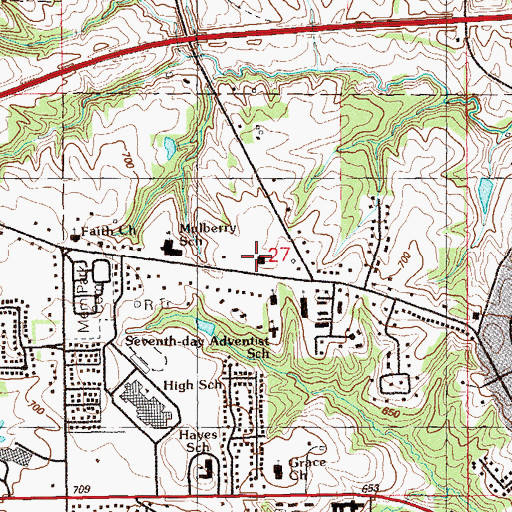 Topographic Map of First Baptist Church, IA