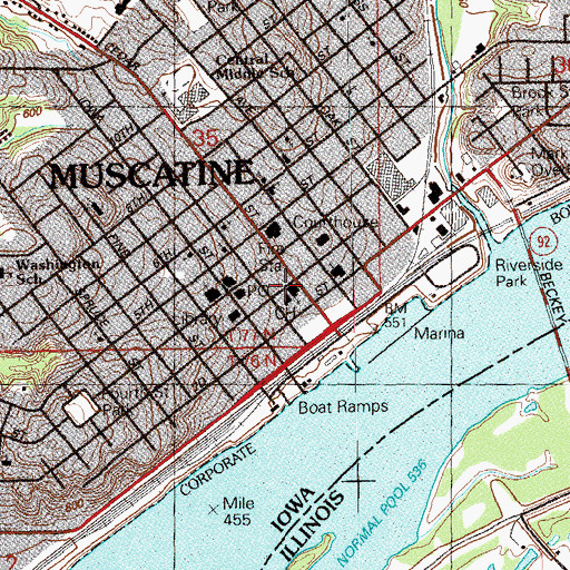 Topographic Map of Vineyard Christian Fellowship Church, IA