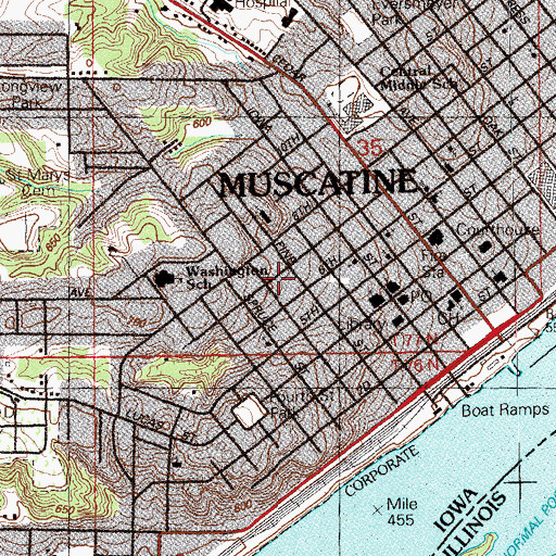 Topographic Map of First Assembly of God Church, IA