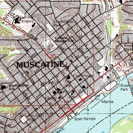 Topographic Map of Christian Science Church, IA