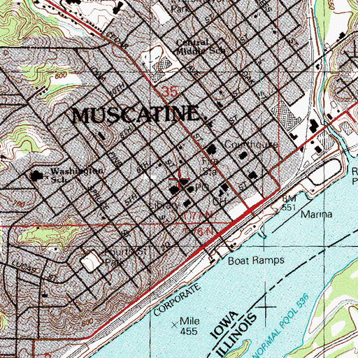Topographic Map of First Presbyterian Church, IA
