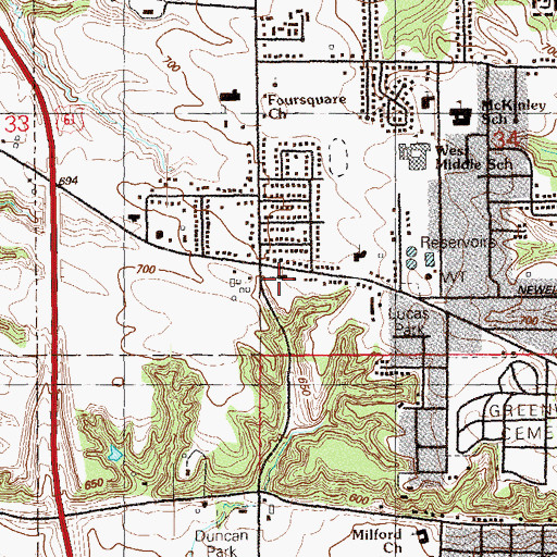 Topographic Map of Our Saviors Lutheran Church, IA