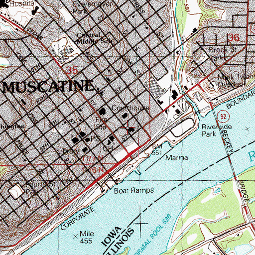 Topographic Map of Trinity Episcopal Church, IA