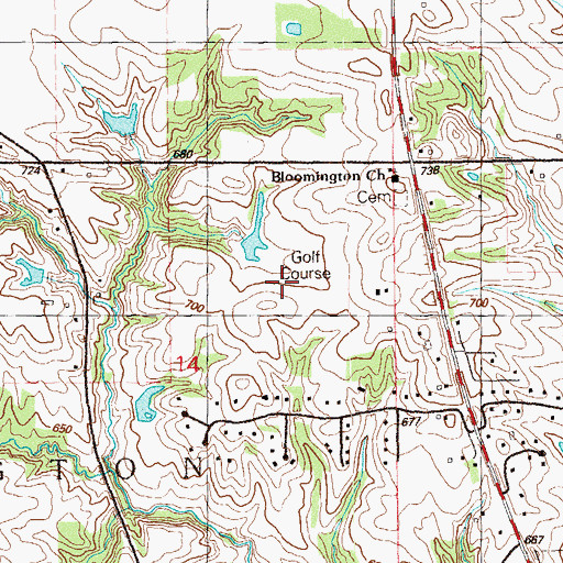 Topographic Map of Muscatine Musicipal Golf Course, IA