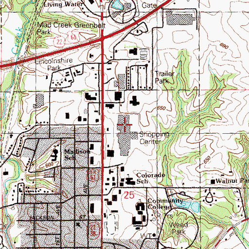 Topographic Map of Muscatine Mall, IA