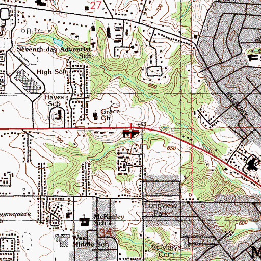 Topographic Map of Muscatine Care Center, IA