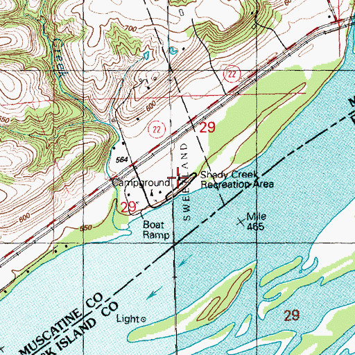 Topographic Map of Shady Creek Recreation Area, IA