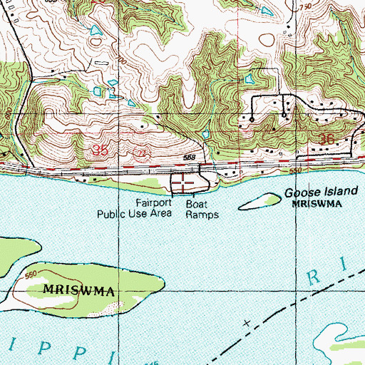 Topographic Map of Fairport Recreation Area, IA