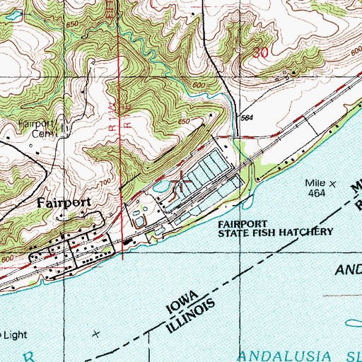 Topographic Map of Fairport State Fish Hatchery, IA