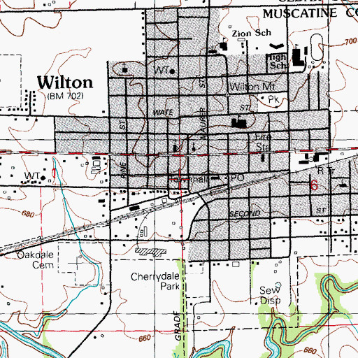 Topographic Map of Wilton Police Department, IA