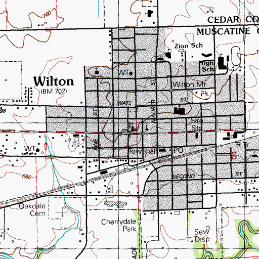 Topographic Map of First Presbyterian Church, IA