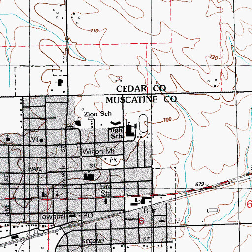Topographic Map of Wilton Junior - Senior High School, IA