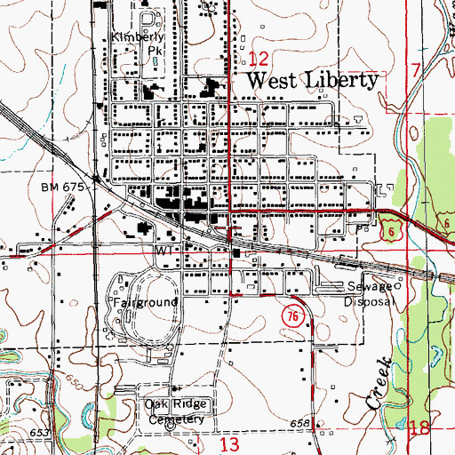 Topographic Map of West Liberty, IA